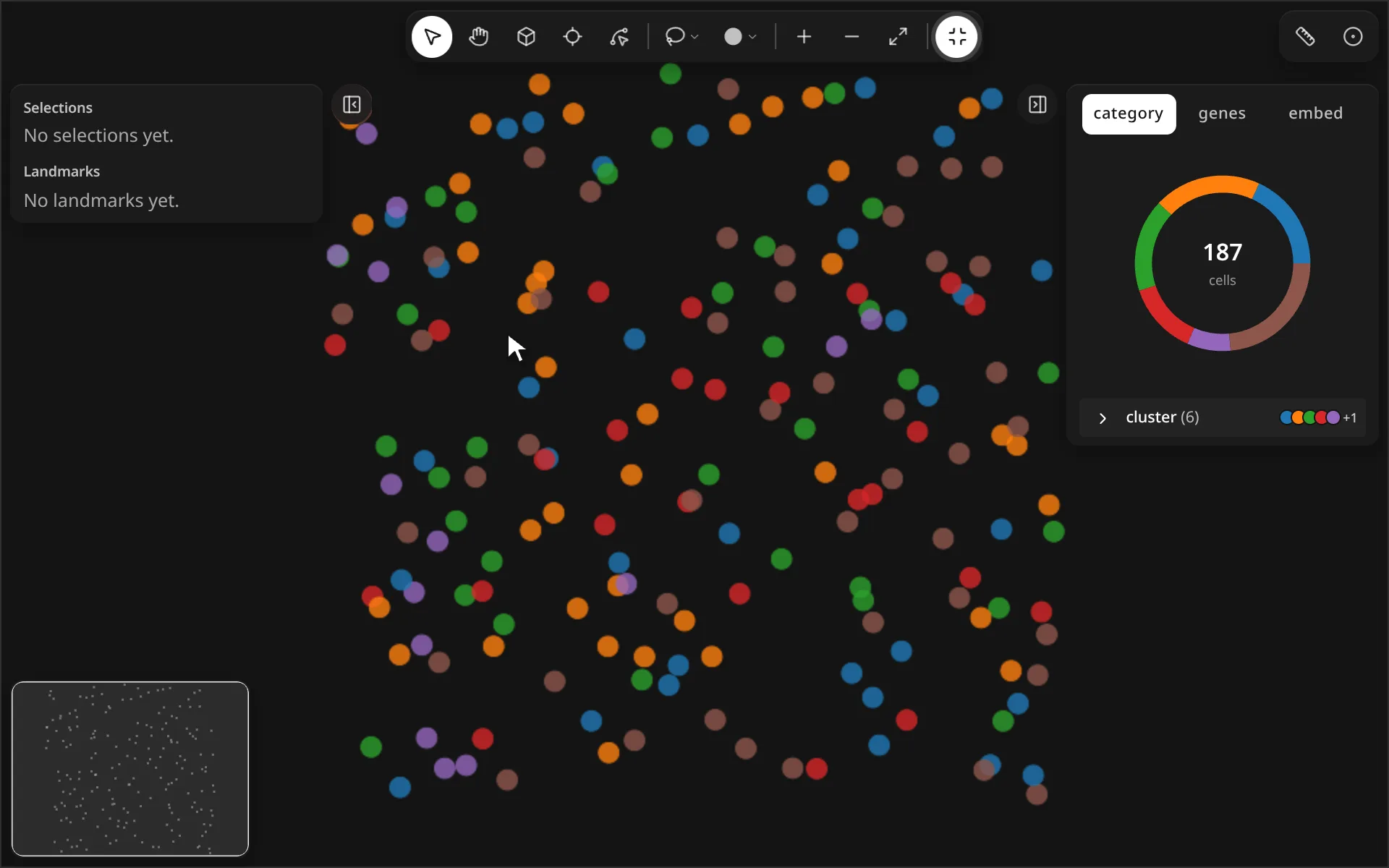 A circle selection is dragged out over the cells, held, then removed.